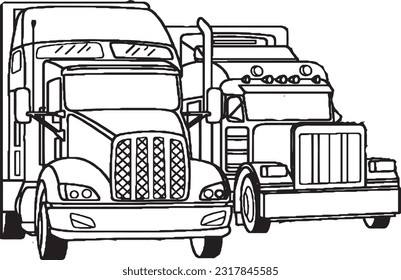 graphic vector illustration of
a cartoon of various types of industrial or plantation trucks
fit for design for learning methods or symbols