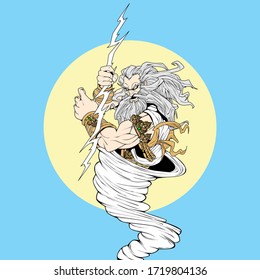 graphic vector illustration cartoon of zeus