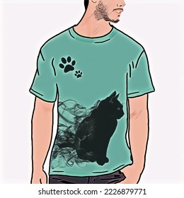 ilustración vectorial gráfica de una camiseta de gato. nuevas ideas para diseños simples de camisetas