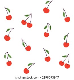 Graphic vector illustration of cherry. Sipmle pattern with fruit.
