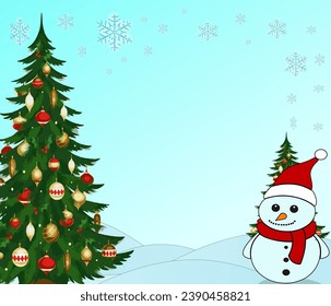 Graphic vector illustration of Christmas celebration background design has a very beautiful blue snowman fit for Christmas background