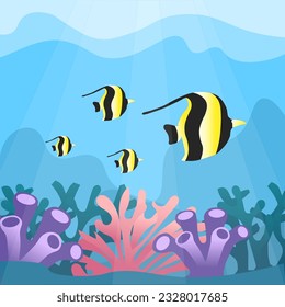 Graphic vector illustration of coral under sea. Suitable for poster, card, etc.
