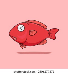Ilustración vectorial gráfica de un pez rojo muerto lindo