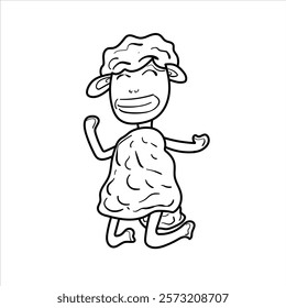 graphic vector illustration of cute sheep celebrating on the grass in cartoon style, great for adding to your visual elements or coloring teaching materials for children and apparel businesses. vector