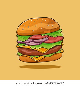 graphic vector illustration of delicious burgers with various fillings