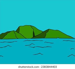 graphic vector illustration of
The design of a doodel or a picture of a natural view of the mountains is suitable for a background object
