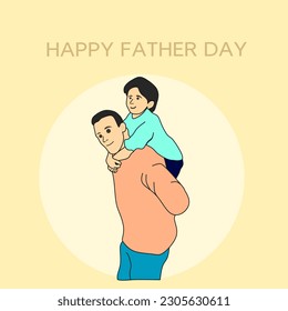 graphic vector illustration of design of a father holding his son suitable for happy fathers day concept