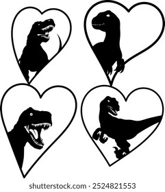 graphic vector illustration. dinosaur animal silhouette with black color in love image design 