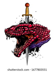 Graphic vector illustration of the dragons head.