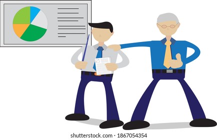 graphic vector illustration of an employee or worker getting praise from superiors. suitable for an employee or worker.