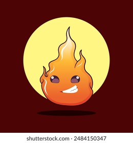 graphic vector illustration of fire character with smiling face