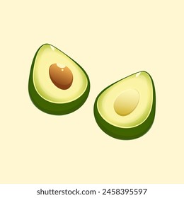 graphic vector illustration of a fresh split avocado
