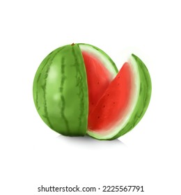 graphic vector illustration of a fresh watermelon, anyone who sees it will want to eat it
