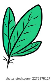 graphic vector illustration of a green leaf and black stem logo great for extra editing