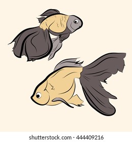 Graphic vector illustration with the image of goldfish.