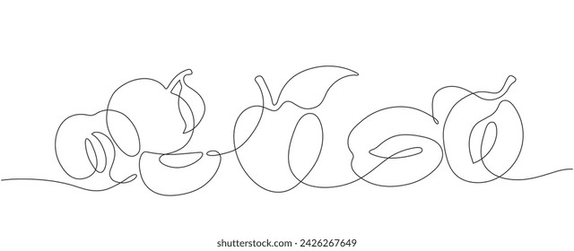 Graphic vector illustration of isolated plums in one line