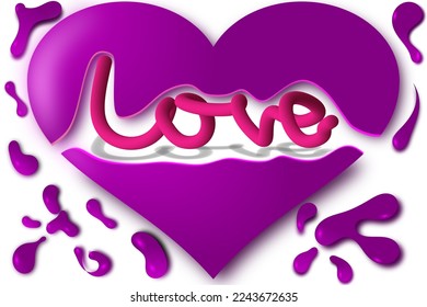 ilustración vectorial gráfica, diseño de efecto de texto de amor con concepto de fluido 3d