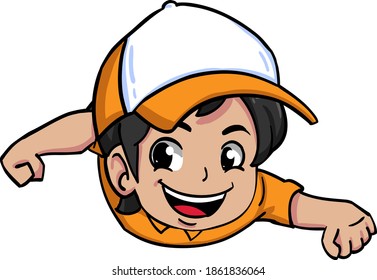 Ilustración vectorial gráfica de un hombre con sombrero, perfecta para personajes de caricatura, personajes de la historia de los niños, portadas de libros y dibujos de páginas, fondos de pantalla, antecedentes, etc.