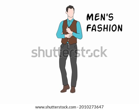 graphic vector illustration of a man wearing a brown vest coat. Formal menswear fashion themed graphic display.