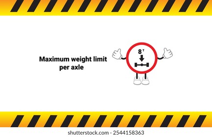 
Graphic vector illustration of maximum weight limit sign per axel
with cartoon characters. Graphic design is suitable for children's education, story books, or traffic safety materials. vector eps 10