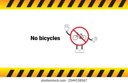 Graphic vector illustration of no bicycles sign
with cartoon characters. Graphic design is suitable for children's education, story books, or traffic safety materials. vector illustration