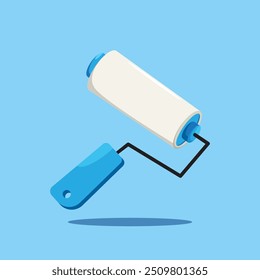 Graphic vector illustration of a paint roller with a blue handle