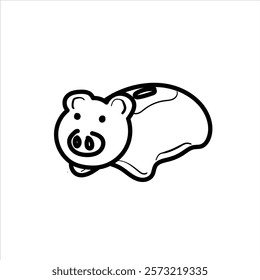 graphic vector illustration of a piggy bank in cartoon style, great for adding to your visual elements or coloring teaching materials for children and the apparel business. vector format. black and wh