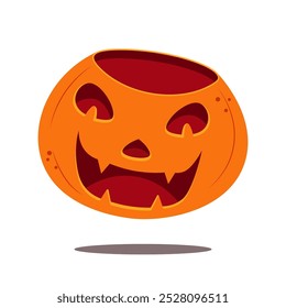 Ilustración vectorial gráfica de fruta de calabaza con cara de miedo. adecuado para celebraciones de Halloween