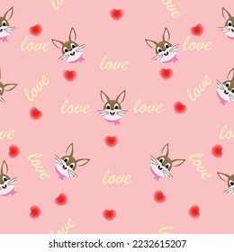 Graphic vector illustration of a rabbit in a valentine pattern