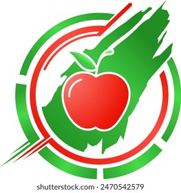 graphic vector illustration of a red apple in a red and green circle, modern apple icon, suitable for use as a sticker and design material for posters, logos and so on