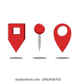 graphic vector illustration of red map pins or location markers in various shapes