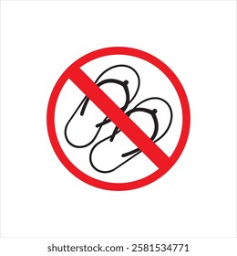 Graphic vector illustration of sandals prohibited entry. sandals are not permitted. sandals are not allowed. Suitable for sign systems in rooms, buildings, party rooms, meeting rooms, work spaces