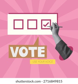 Una Ilustración vectorial gráfica que muestra el voto como una expresión del deber cívico con un diseño colorido único.