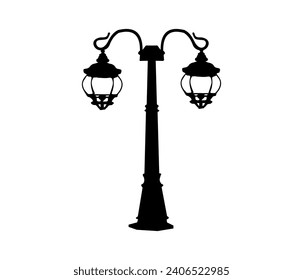 graphic vector illustration of the silhouette of a classic style garden lamp, very suitable for a classic style garden concept to complement the decoration