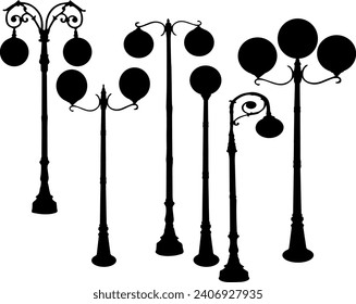 graphic vector illustration of the silhouette of a classic style garden lamp, very suitable for a classic style garden concept to complement the decoration