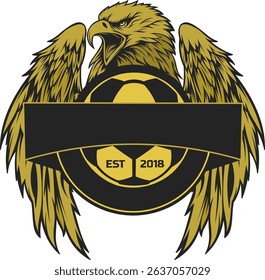 graphic vector illustration.. sports logo design contains a picture of a hawk and a ball suitable for use as a football logo 