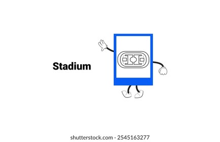 
Graphic vector illustration of stadium sign with cartoon characters. Graphic design is suitable for children's education, story books, or traffic safety materials. vector illustration