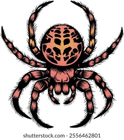 Graphic vector illustration, tarantula spider image is suitable for use as a complement to Halloween banner designs and community logos 