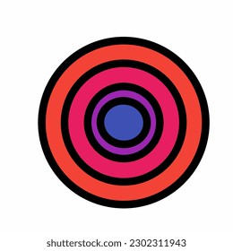 Grafische Vektorgrafik des Zielsymbol in der Mitte. Konzept der Erreichung von Zielen im Leben oder im Geschäft. Vektorgrafik im minimalistischen Cartoon-Stil einzeln auf weißem Hintergrund.