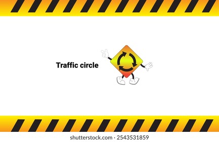 
Graphic vector illustration of traffic circle sign with cartoon characters. Graphic design is suitable for children's education, story books, or traffic safety materials. vector illustration