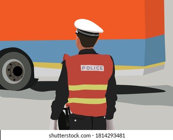 Graphic Vector Illustration Of A Traffic Cop Doing His Job