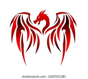 graphic vector illustration of tribal art tattoo logo symbol of a dragon with two wings