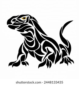 graphic vector illustration of tribal art design of black Komodo dragon