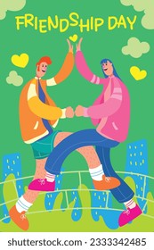 grafische Vektorgrafik von zwei besten Freunden, die Handshake fröhlich toll für Banner, Poster und Flyer machen
