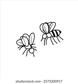 graphic vector illustration of two mosquitoes, great for adding to your visual elements or children's coloring teaching materials. vector format. black and white style