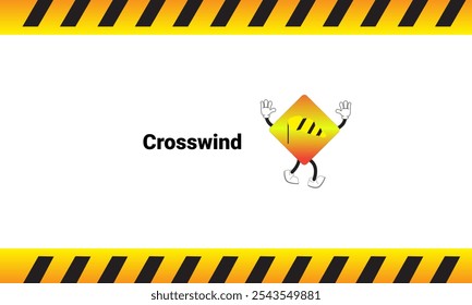 Graphic vector illustration of upwind sign with cartoon characters. Graphic design is suitable for children's education, story books, or traffic safety materials. vector illustration