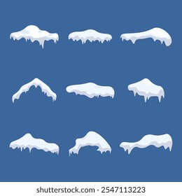 Ilustración vectorial gráfica de varias Formas de gorros de nieve blancos gruesos