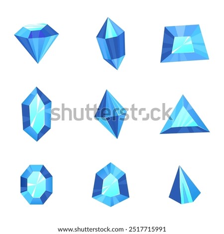 Graphic vector illustration of various shapes of blue diamonds