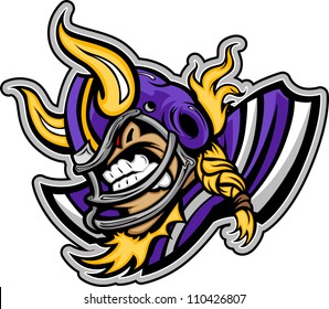 Graphic Vector Illustration of a Viking Football with Horns on Football Helmet