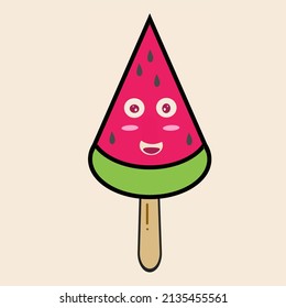 Graphic vector illustration of water melon ice cream stick doodle
